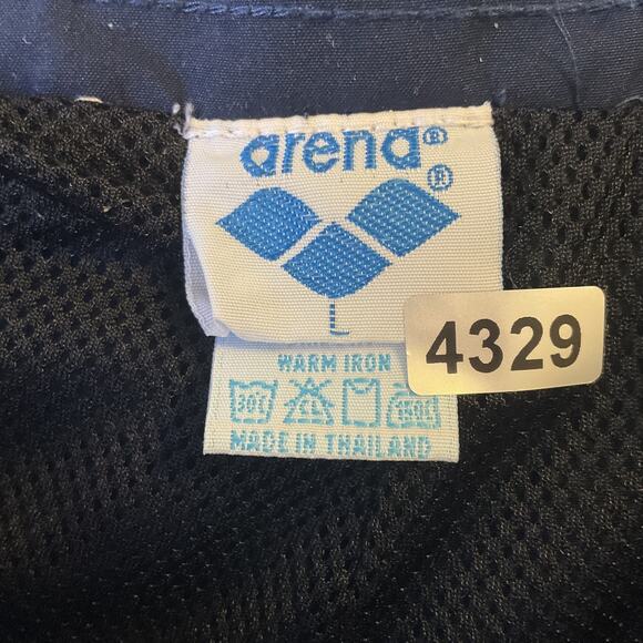 Arena Men Swimwear L Navy Swim Trunks Colorblock Activewear Logo Contrast Trim - Picture 2 of 11